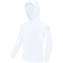 Boys Hooded Long Sleeve Rash Guard Swim Shirt, Youth Kids UPF 50+ Fishing Shirt, Sun Protection Hiking Beach Hoodie
