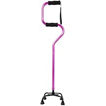 Large Base Quad Cane for Seniors with Dual Offset Handle, 4 Prong Cane for Women/Men, Adjustable Walking Cane with 4 Legs for Extra Stability