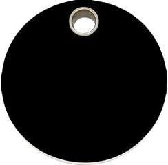 Red Dingo Flat Plastic Engraved Dog ID Tag - Circle Medium/Black