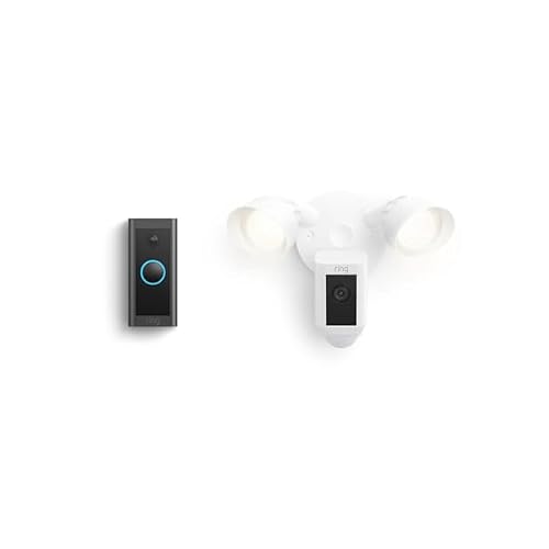 Ring Video Doorbell Wired with Ring Floodlight Cam Wired Plus