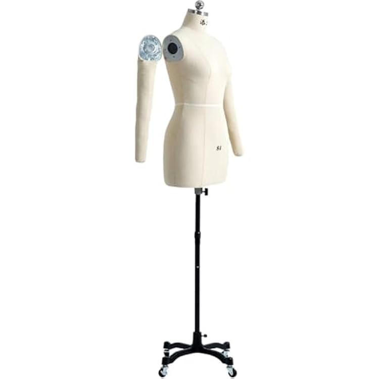 Dressmakers Fashion Female Tailors Dummy with Flexible Arms, Rolling Pinnable Half Dress Form for DesignerDressmaker, Adjustable Height,XXL 88