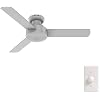 Hunter 44 inch Indoor Ceiling Fan No Light - Modern Ceiling Fan without Light, 3 Blades, Low Profile Mount, For Bedroom, Living Room, or Kitchen, Wall Control - Presto 52404, Dove Grey