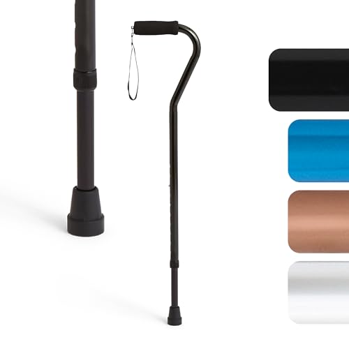Medline Aluminum Offset Walking Cane for Seniors & Adults is Portable and Lightweight for Balance, Knee Injuries, Mobility & Leg Surgery Recovery