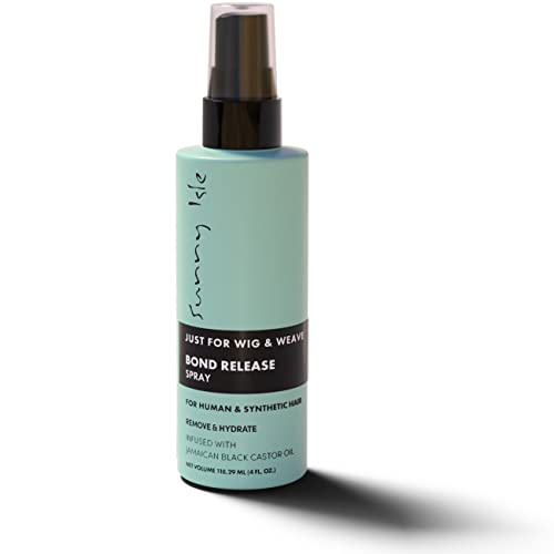Sunny Isle Just for Wig, Weave, Braid, Extensions Bond Release Spray 4oz | For Synthetic & Natural Hair | Aloe Vera, Tea Tree, Borago Seed & Jamaican Black Castor Oils | Alcohol-Free Hairspray