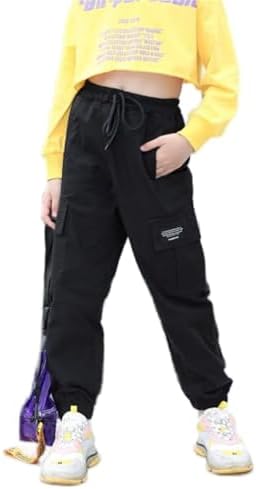 Girls Casual Cargo Jogger Pants Kids Trousers Pants 4-12 Years