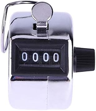 4 Digit Number Hand Held Tally Counter Mini Mechanical Digital Hand Tally Counter Manual Counting Clicker Training Counter（Silver）