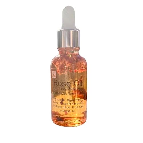 Rose Oil - Face and Body, Sweet Almond, Jojoba Oils, 8 Week Rose Petal Infusion, Chemical-Free, All Natural