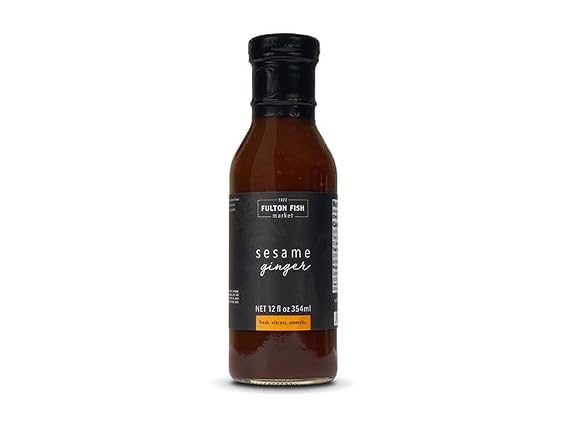 Fulton Fish Market Sesame Ginger Marinade, Asian-Inspired Sauce & Salad Dressing for Seafood, Chicken & Salads, 12 fl oz