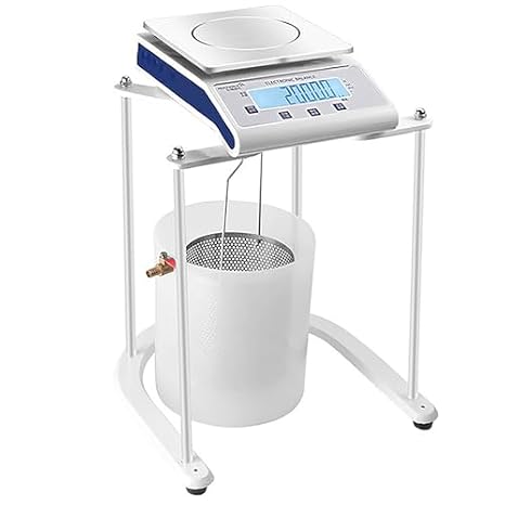 Electronic Hydrostatic Balance 5kg, Lab Scale with 0.1g/0.01g Graduation, LCD Display, Data Output, Density Measurement in G/kg/lb - Precision Testing Tool for Solid Density