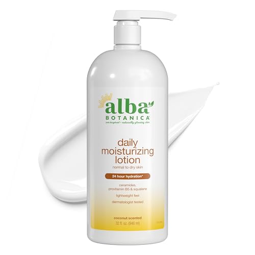 Alba Botanica Daily Moisturizing Lotion, Dry to Very Dry Skin, with Shea Butter and Coconut Oil, 32 Oz Packaging May Vary