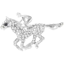 Dreuyet Horse Brooch Pin Horse Racing Suit Lapel Pin for Women Men Rhinestone Antique Gold Horse Animal Brooch Clothing Outfits Accessory Jewelry