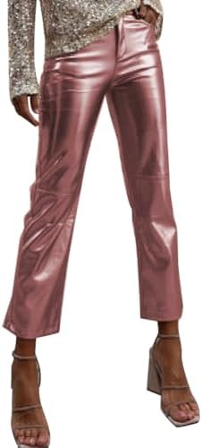 Shiny Metallic Womens Holographic Glitter Rave Dance Cropped Pants