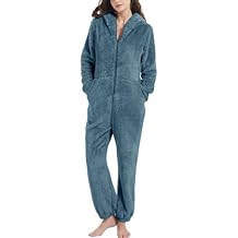Flygo Womens Onesies Pajamas One Piece Hooded Adult Pajama Jumpsuit Winter Fuzzy Sleepwear