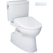 TOTO WASHLET+ Vespin II 1G Two-Piece Elongated 1.0 GPF Toilet and WASHLET+ S7A Contemporary Bidet Seat, Cotton White - MW4744736CUFG#01