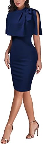 AISIZE Women's Vintage 1940s Half Collar Batwing Cape Party Pencil Dress