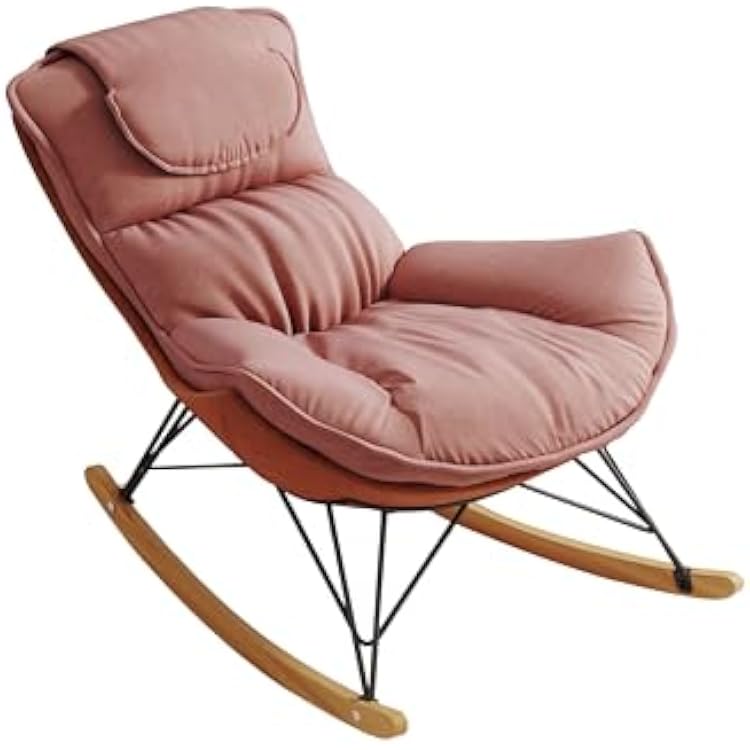 Leisure Sofa Single Rocking Chair, Light Luxury Sofa Chair, Balcony Leisure Area Single Chair, Comfortable and Breathable,Detachable and Washable seat Cushion Pink