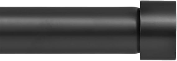 Ivilon Curtain Rod for Windows 72 to 144 Inch 1 Inch Telescoping Drapery Rod, 3 Long Sections, End Cap Finials, Black