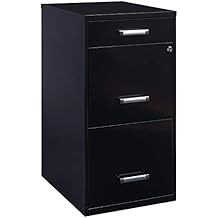 18in. Deep 3 Drawer Metal Organizer File Cabinet with Pencil Drawer, Black