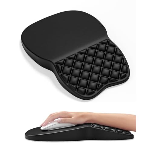 Auhoahsil Ergonomic Mouse Pad with Wrist Rest, Comfortable Slope Computer Mouse Mat with Wrist Support, Memory Foam Filling, Non-Slip Silicone Base, Pain Relief, for Gaming & Work, 8 x 12 in, Black