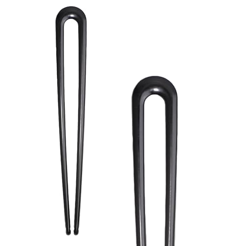 2PCS French U-Shaped Hair Pins for Women Black Metal Bun & Updo Hair Styling Pins, Durable Thick Hair Accessories UL1