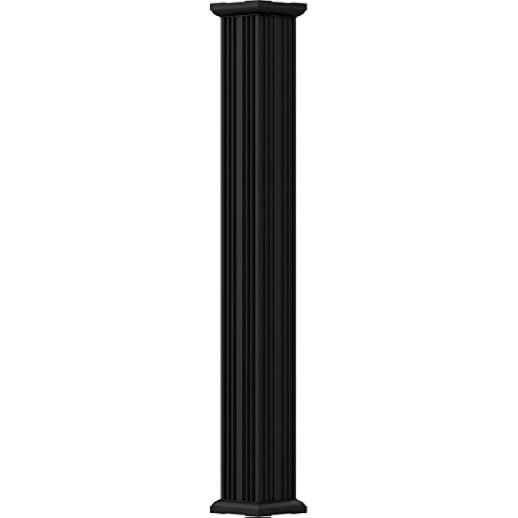 AFCO EA0610INFSGTUTU 6 x 10 Endura-Aluminum Column, Square Shaft For Post Wrap Installation, Non-Tapered, Fluted, Textured Black Finish w Capital & Base