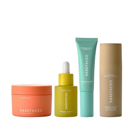 Barefaced Core Four - Original Toning Pads, Liquid Gold, RetinAL, Tinted SPF - the Foundation for Healthy Skin
