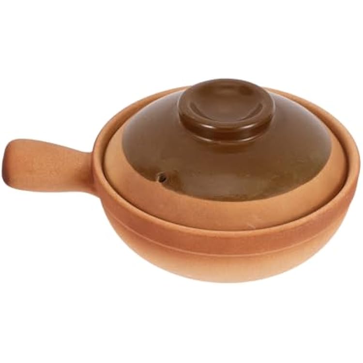 PRETYZOOM Traditional Clay Cooking Pot Lid Ceramic Rice Porridge Stew Pot Single Handle Casserole for Authentic Stovetop Cooking