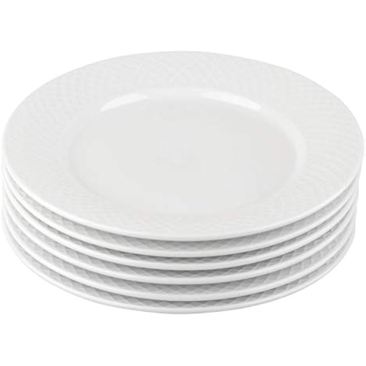 Wilmax Julia Collection White Porcelain Round Dessert Plate 10 Inch - 6 Pieces