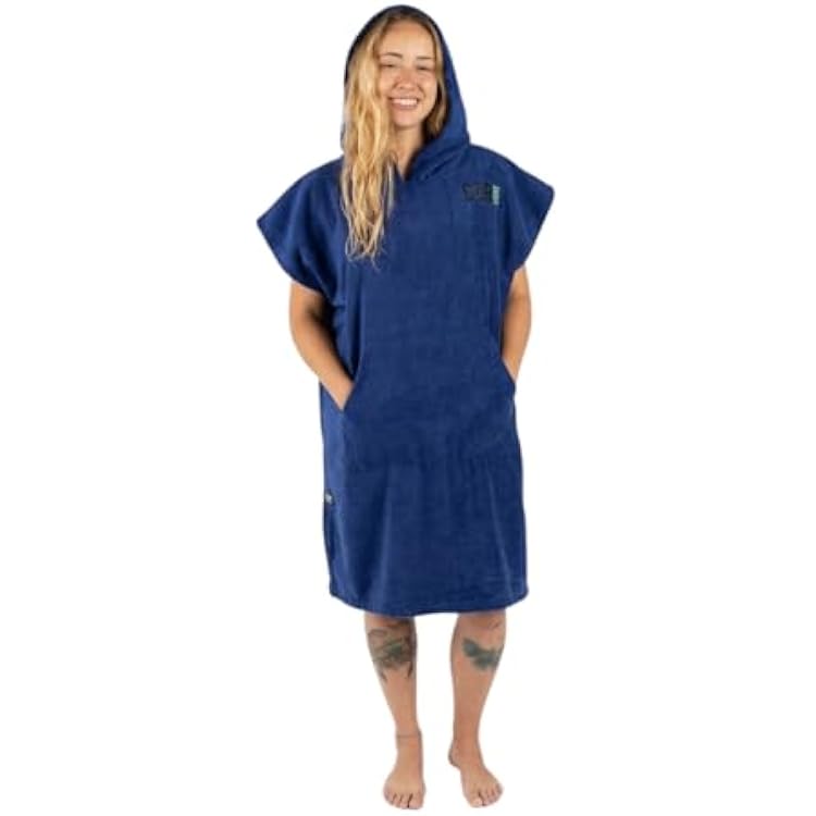 COR Surf Poncho Changing Towel Robe with Hood and Front Pocket | Thick Quick Dry Microfiber Wetsuit Poncho Towel for Surfing Beach Pool Swim Medium, Cobalt