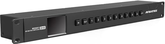 AVMATRIX MSS0811 1RU 88 3G-SDI compact SDI routing Matrix Switcher with 8 inputs and 8 outputs, supports standard 3G/HD/SD SDI rates, automatic bypass of non-standard rates