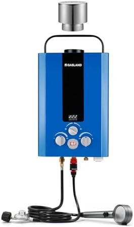 GASLAND Outdoors BE158L 1.58GPM 6L Outdoor Portable Gas Water Heater, 3.54'' Rain Cap for Tankless Water Heater