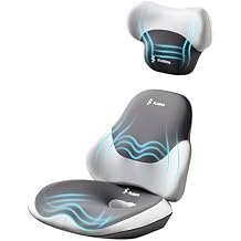 FLORICH Seat Cushion and Lumbar Support Pillow for Office Chair Car Neck Headrest Pillow Memory Foam Seat Pads Pressure Relief Back Cushion and Carseat Pads(Dark Grey)