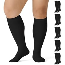 5 pairs Plus Size Compression Socks for Women Men 15-20 mmHg Wide Calf Knee High Support Circulation Socks