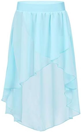 CHICTRY Big Girls Kids Irregular High-Low Dance Skirt Elastic Waist Flowy Chiffon Lyrical Dancing Costumes