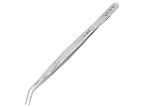 Excelta Angulated Stainless Steel Tweezer, Strong Blunt Points, 6 Overall Length