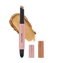 Makeup Revolution- Lustre Wand Shadow Stick- Gold Flare | Ultra-pigmented & Shimmery lids | Seamless glide | Buildable, Metallic Formula | Sponge to dab & blend the shades-1.6 g