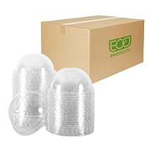 Eco-Products BlueStripe Recycled Plastic Cup Dome Lids With Hole, Case of 1000, Fits 9-24oz Plastic Cups, Made from 30% Post-Consumer Recycled Plastic Bottles (rPET), For Cold Drinks & Snacks, Clear