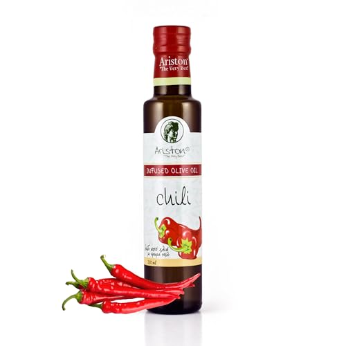 Ariston The Very Best Extra Virgin Olive Oil | Anti-Oxidant Rich, Cold Pressed, Premium Quality | Product of Greece 250ml 8.45 fl oz, Roasted Chili