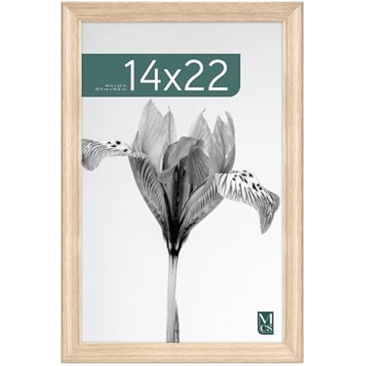 MCS Studio Gallery Classic 14x22 Poster Frame Natural Woodgrain Engineered Wood, Vertical & Horizontal Wall Hanging Large Picture Frame for Photos, Posters & Art Prints 1-Pack