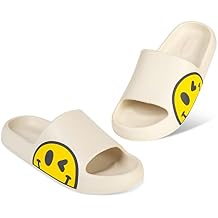 Womens Slides,Pillow Slippers Sandals for Men,Unisex Non slip Quick Dry Shower Shoes Indoor Outdoor Open Toe Spa Bath Pool Gym House Casual Massage Smile Face Slippers