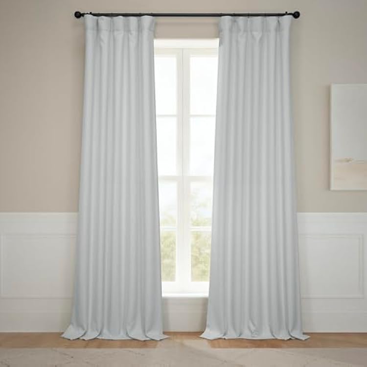 HPD Half Price Drapes - Faux Linen Curtains for Living Room 1 Panel - 50W X 96L - Textured Room Darkening Curtains for Bedroom 96 Inches Long - Drapes for Home Decor, Oyster
