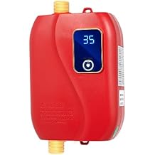 Tankless Water Heater Electric 110V 3000W Instant Hot Water Heater Under Sink with LED Display On Demand Mini Water Heater for RV, Kitchen and Bathroom (Red)