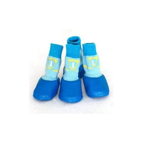 Rain Waterproof Dog Shoes Socks Non-Slip Rubber Blue, 2 Paw 1.7 x 1.7