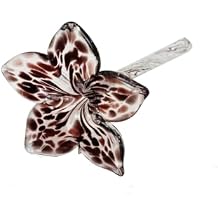 Handblown Art Glass Flower Made in USA - Single - Straight Stem in Pale Copper Ruby