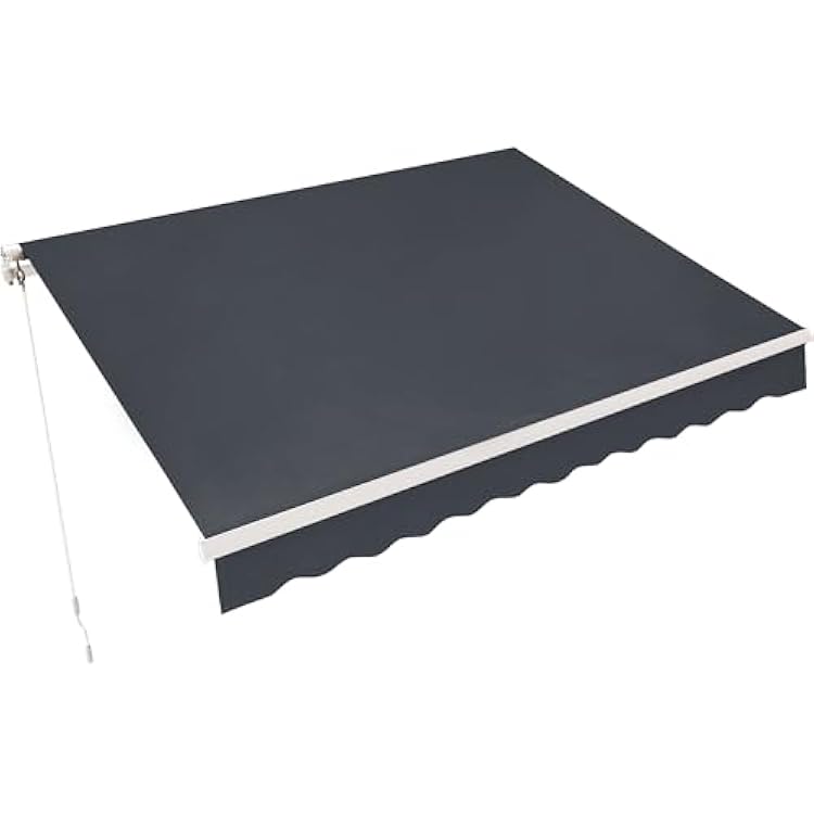 MCombo 9.9x7.8 Feet Manual Retractable Patio Door Window Awning Sunshade Shelter Outdoor Canopy, 0810 Grey, 9.9L x 7.8W