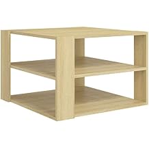 Coffee Table Sonoma Oak Engineered Wood, Square Modern Living Room Furniture with Storage Shelf, Compact 23.6x23.6x15.7 Inch Beige Matte Finish