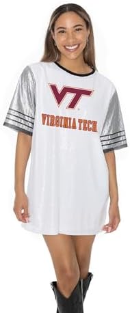 Gameday Couture Virginia Tech Hokies Sequin Fashion Jersey Tunic Dress, Striped Sleeves, Lined