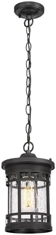 Bestshared Outdoor Pendant LanternAnti-Rust Farmhouse Hanging Light Fixture, Waterproof Metal Cage Outdoor Chandelier for Porch, Patio, Gazebo, Entryway Black,11 Inch Height
