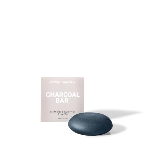The Beachwaver Co. Charcoal Shampoo Bar | Clarifying, Sustainable Shampoo Bar with Organic Coconut Oil & Shea Butter for Hydrated Hair & Healthy Scalp | Fragrance-Free, Vegan, Easy for Travel