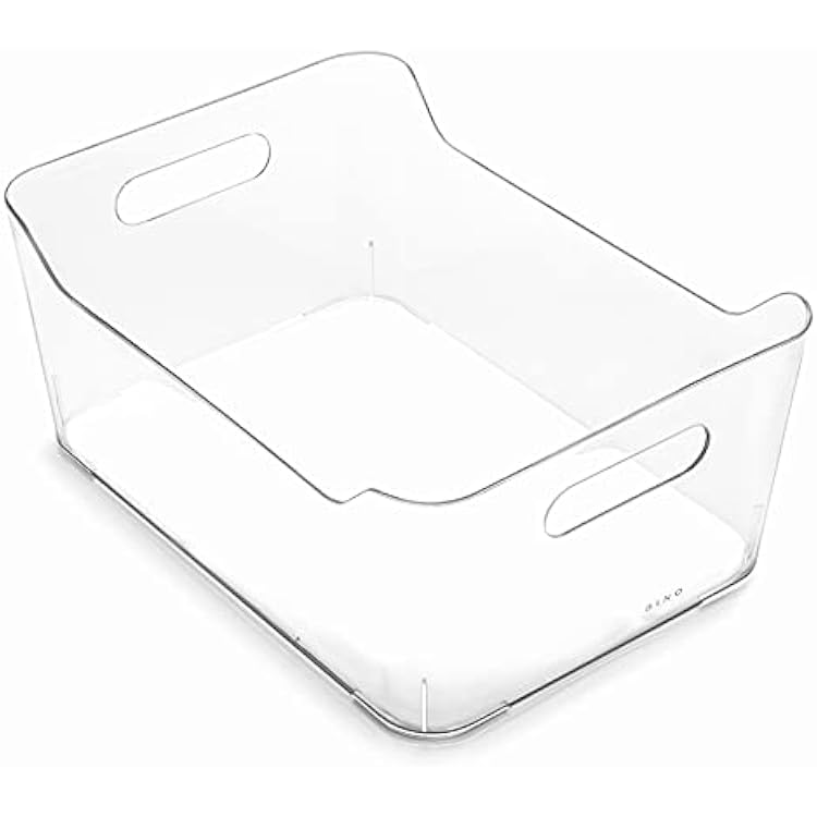 BINO Plastic Storage Basket, Large | Multi-Use Storage Basket | Rectangular Cabinet Organizer | Baskets for Organizing with Handles | Home & Office Organization & Container Storage